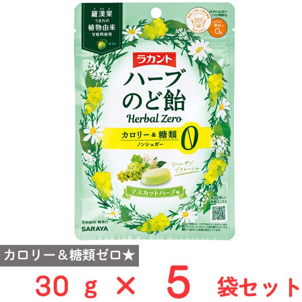 サラヤ ラカントハーブのど飴 マスカットハーブ味 30g×5袋