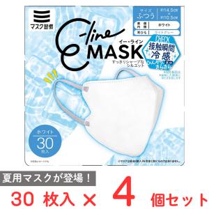 マスク習慣 イー・ライン E-line 冷感マスク ホワイト×ライトグレー 30枚×4個