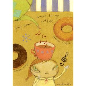 mm-003s まちゅまゆ ポストカード 絵葉書　★メルヘン　【コーヒーに音楽を】【追跡可能メール便可】