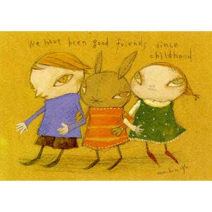 mm-007s まちゅまゆ ポストカード 絵葉書　★メルヘン　【いつも一緒に】【追跡可能メール便可】