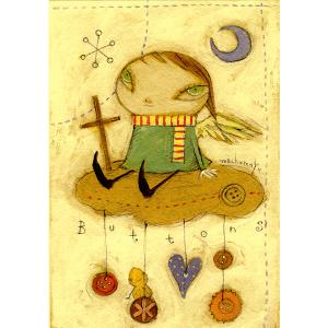 mm-010s まちゅまゆ ポストカード 絵葉書　★メルヘン　【ボタンの夜】【追跡可能メール便可】