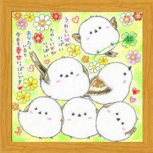 色紙 日本画 シマエナガ 藤澤真実 (真筆・新品) : 掛け軸の専門店 香遊