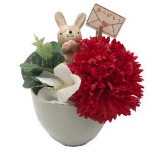 sf-23 ソープフラワー 石鹸のお花 カーネーションアレンジ おすわりウサギちゃん フラワーソープ インテリア雑貨 ギフト雑貨 通販