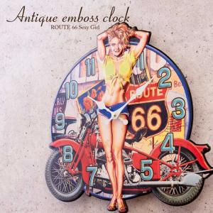 壁掛時計 アンティークエンボスクロック［ROUTE 66 Sexy Girl］｜smilevillage