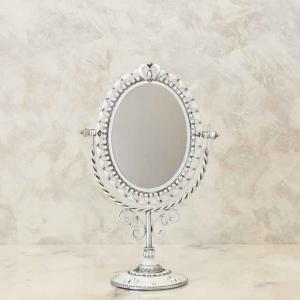 Agathe アガット スタンドミラー オーバル "ハート”Antique Silver Paint White｜smilevillage