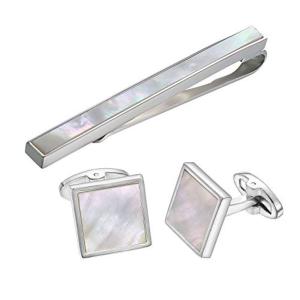 Yoursfs 白蝶貝 ネクタイピン カフス セット 冠婚葬祭