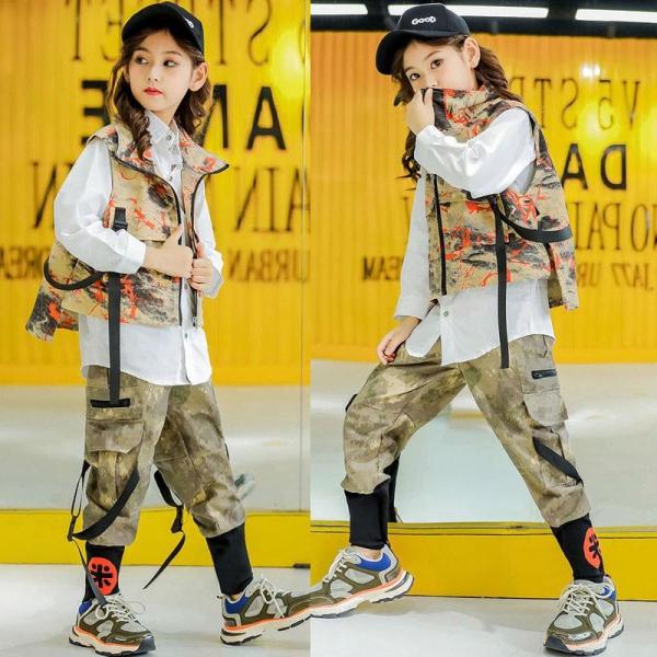 ダンス衣装 ヒップホップ HIPHOP セットアップ 迷彩 キッズ 子供 大人 レディース メンズ ...