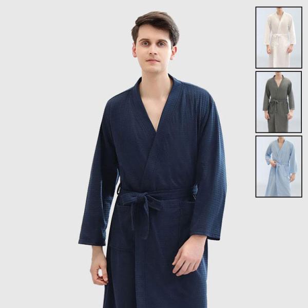 【特価】バスローブ　パジャマ　メンズ　メンズパジャマ秋冬ペアパジャマ前開き ルームウエア　ナイトガウ...