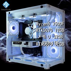 AMD Ryzen5 7500F ／ RTX5070 12GB ガラス2面ATX ゲーミングPC Windows11 Home SSD 1TB メモリ DDR5 4800MHz 32GB 簡易水冷 360mm ホワイト 白