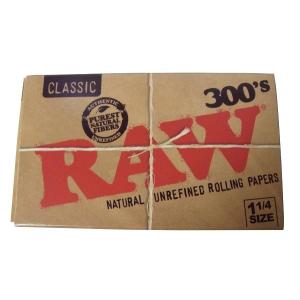 300枚入×2パック RAW 300's Classic Natural Unrefined Rolling Papers 1 1/4Size 78mm ミディアムサイズ ロウ ペーパー 2 Packs