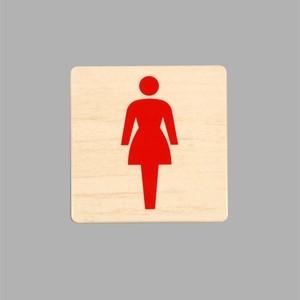 女性用 女子トイレマーク 木目調 100×100mm