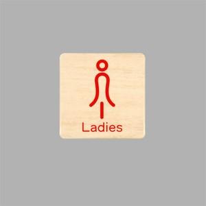 Ladies トイレマーク 木目調 80×80mm 標識 表示