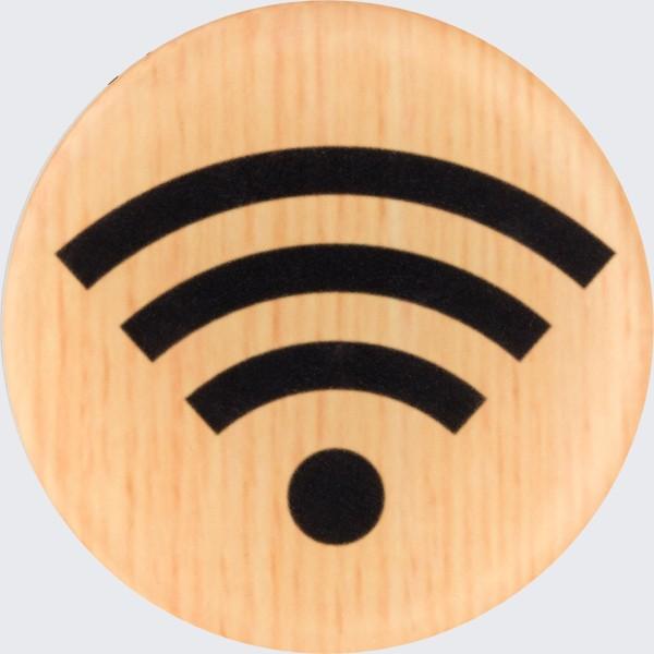 Wi-Fiマーク ピクトサイン 木目調 メープル 50mm 丸 標識 表示 艶消し