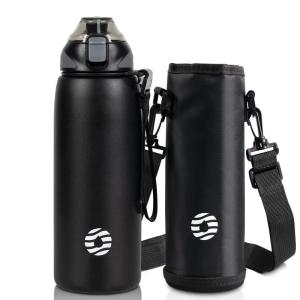 FJbottle 水筒 1リットル 真空断熱 ワンタッチ スポーツボトル 1L 保温 保冷 スポーツ飲料対応 広口 洗いやすい ステンレスボ｜smuk