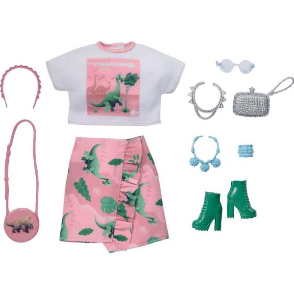バービー ファッション アクセサリー パック 「ジュラシックワールド 白いシャツ&amp;ピンクのスカート(...