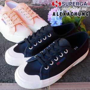 スペルガ SUPERGA スニーカー レディース 2294-SATINW ローカット ALEXA CHUNG コラボモデルサテン S00G8K0 ブラック 黒 ピンク｜シューマートワールド