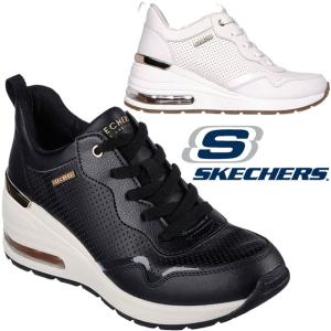 スケッチャーズ 厚底 スニーカー レディース ウェッジソール メモリーフォーム ローカット ミリオンエア-ホッター エア 155399 白 紐靴