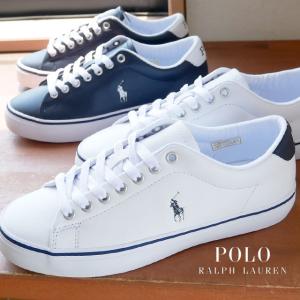 ポロ ラルフローレン POLO RALPH LAUREN レディース スニーカー ロングウッド ローカット レザースニーカー 本革 P73S ホワイトネイビー 白 ネイビーホワイト｜smw