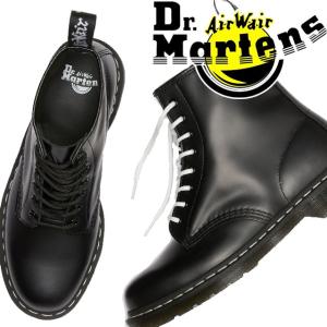 ドクターマーチン Dr.Martens メンズ レディース ブーツ 1460 ホワイトステッチ 8ホールブーツ レースアップブーツ ショートブーツ ブラック 黒 24758001｜smw