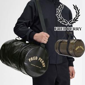 美品✨フレッドペリー オールレザー 2way ボストンバッグ 肩掛け 大容量 黒 FRED PERRY（フレッドペリー） ボストンバッグ TONAL LARGE BARREL BAG