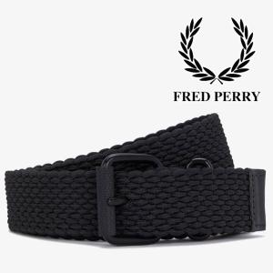 新品 Fred Perry ブラックキャンバス ガチャベルト FRED PERRY フレッドペリー ウェビング ブランデッドベルト