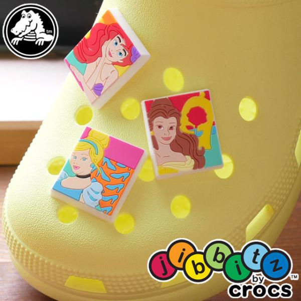 クロックス crocs ジビッツ キッズ レディース ディズニー プリンセス 四角 ラバークロッグ用...