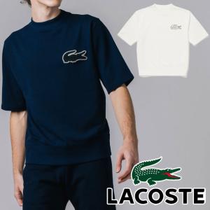 ラコステ  メンズ レディース トップス SH058 オーバーサイズクロックエンブレムスウェットTシャツ 半袖 丸首 クルーネック ビッグロゴ エンボス ワニ 鰐｜smw