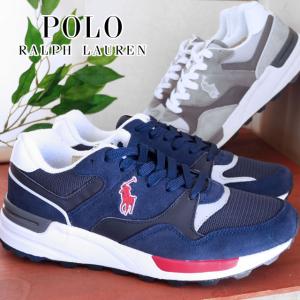 ポロ ラルフローレン POLO RALPH LAUREN メンズ スニーカー トラクスター ローカット メッシュ スエード RC71 TRACKSTER-PONY-SK-ATH ネイビー グレー｜smw