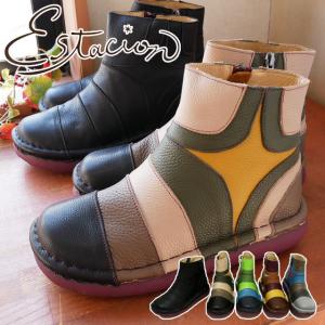 Estacion（エスタシオン） ショートブーツ サイドゴア サイドジッパー