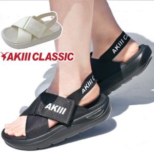 アキ クラシック AKIII CLASSIC レディース 厚底サンダル スポーツサンダル スポサン ベルクロ ストラップサンダル ブラック 黒  ベージュ ジョイ AKC-0054