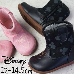 ディズニー Disney ベビー キッズ ブーツ DN B1151 男の子 女の子 ウエスタンブーツ ミッキーマウス ブラック ピンク ムーンスター