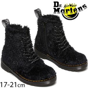 ドクターマーチン Dr.Martens キッズ ジュニア ショートブーツ 靴 1460 パスカル J 8ホール ブーツ 27670001 ブラックファー レースアップ 編み上げ キラキラ｜smw