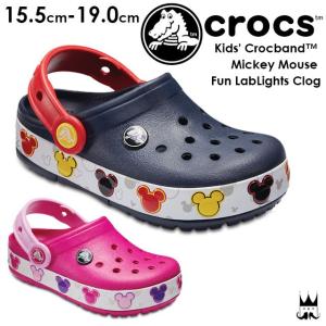 クロックス crocs クロックバンド ミッキー ファン ラブ ライツ キッズ 光る靴 サンダル 204994 男の子 女の子 410 Navy 6X0 Candy Pink ディズニー Disney｜smw