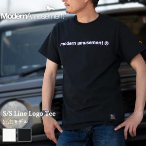 Modern Amusement モダンアミューズメント 別注 S/S Line Logo Tee ショートスリーブラインロゴTシャツ MA-TS0039 【 半袖 コラボ 】【メール便・代引不可】｜snb-shop