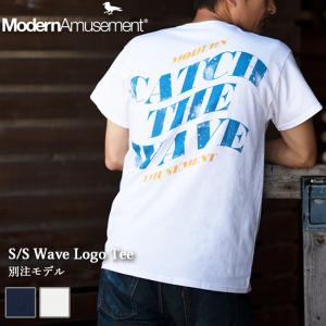 Modern Amusement モダンアミューズメント 別注 S/S Wave Logo Tee ショートスリーブウェーブロゴTシャツ MA-TS0044 【 半袖 コラボ 】【メール便・代引不可】｜snb-shop