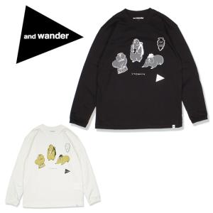 and wander アンドワンダー marmot by YUKO SAEKI long sleeve T ロングスリーブティー 574-1184131 【Tシャツ/長袖/佐伯ゆう子/マーモット】｜snb-shop