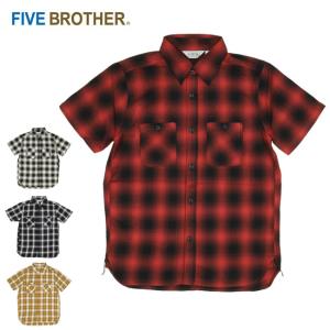 FIVE BROTHER ファイブブラザー LIGHT FLANNEL S/S WORK SHIRTS ライトフランネルショートスリーブワークシャツ 152103 【半袖/カジュアル/トップス】｜snb-shop