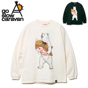 go slow caravan ゴースローキャラバン 超ヘビーUSA/C たい焼きクマ ロングスリーブTEE 312803 【長袖/トップス/Tシャツ/コットン/アウトドア】｜snb-shop