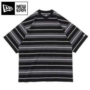 NEWERA ニューエラ オーバーサイズド コットン Tシャツ Multi Border ブラック/チャコール/オフホワイト 14121839【半袖/トップス】【メール便・代引不可】｜snb-shop