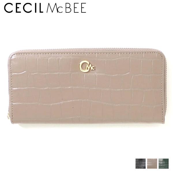 セシルマクビー CECIL McBEE 長財布 レディース ラウンドファスナー クロコダイル エンボ...