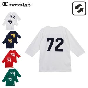 チャンピオン Champion Tシャツ 長袖 ロンT P12 3/4 スリーブ フットボール メンズ SLEEVE FOOTBALL T-SHIRT ホワイト ネイビー レッド 白 C3-R413｜sneak