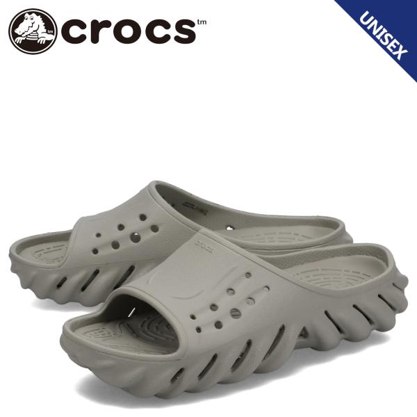 クロックス crocs スライドサンダル エコー メンズ レディース ECHO SLIDE グレー ...