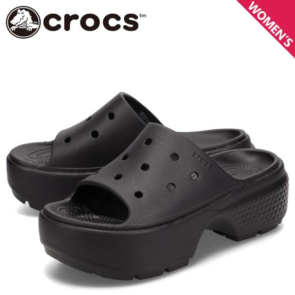 クロックス crocs スライドサンダル ストンプ レディース 厚底 STOMP SLIDE ブラッ...