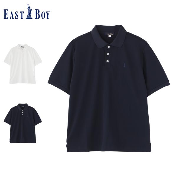 イーストボーイ EAST BOY ポロシャツ 半袖 メンズ レディース ホワイト ネイビー 白 52...