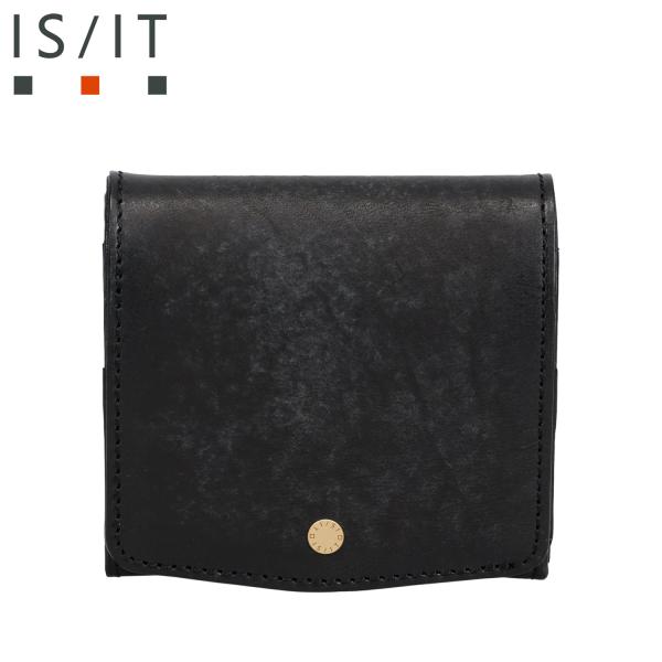IS/IT イズイット 財布 二つ折り財布 トスカーナ メンズ レディース 小銭 本革 ブラック 黒...