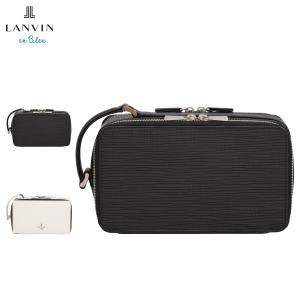 ランバン オン ブルー LANVIN en Bleu ポーチ 小物入れ メンズ 本革 ゼブダ ブラック ホワイト 黒 白 529212｜sneak