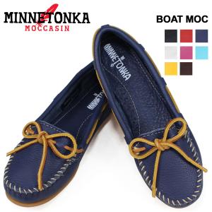 ミネトンカ MINNETONKA モカシン ボート レザー モック レディース BOAT MOC 白 黒 赤 ピンク