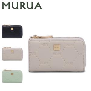 ムルーア MURUA キーケース キーホルダー レディース 5連 L字ファスナー EMBOSS ブラック ベージュ ライト グリーン 黒 MR-W1214｜sneak