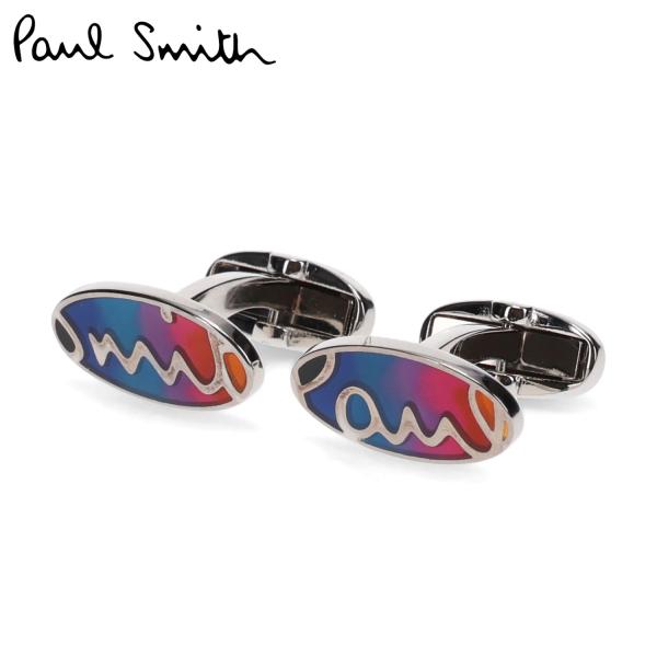 ポールスミス カフスボタン メンズ ブランド CUFFLINK OVAL マルチカラー シルバー M...