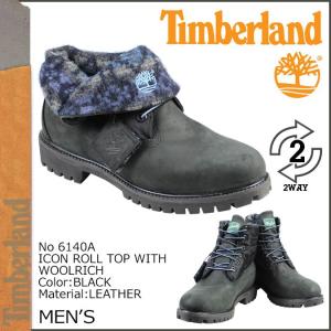 ティンバーランド Timberland アイコン ロールトップ ウィズ ウールリッチ ブーツ ICON ROLL TOP WITH WOOLRICH レザー メンズ 6140A ブラック